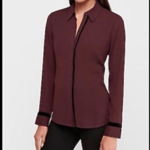 NWOT Express Portofino velvet trim burgundy shirt